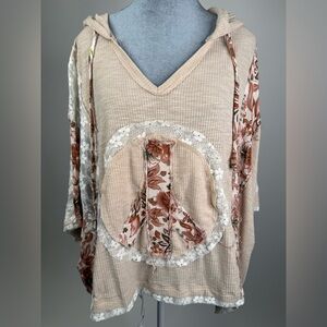 POL Beige Floral Peace Tunic